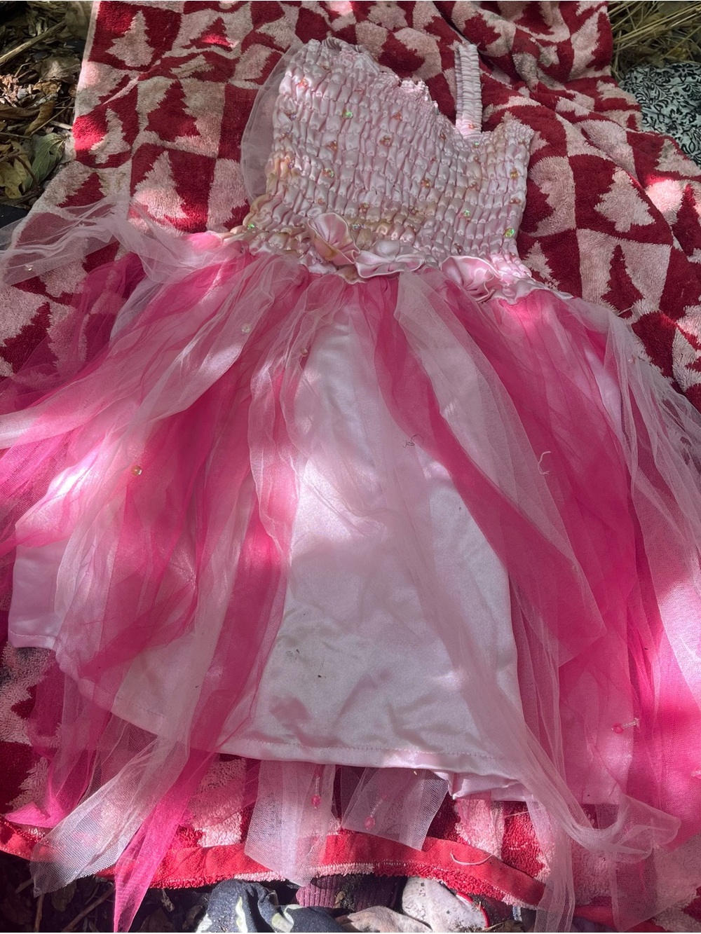 Pink Tulle Party Dress for Girls - Smocked Bodice